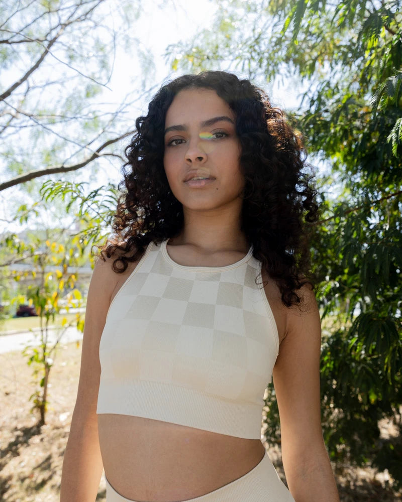 Top Quadriculado - Creme