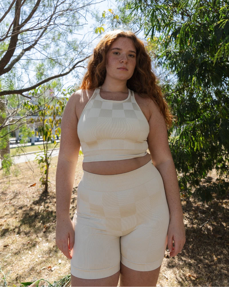 Shorts Quadriculado - Creme